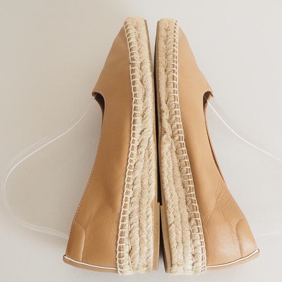 Everlane The Espadrille Leather Square Toe Slip Ons Tan Women's Size 8 - Picture 8 of 11